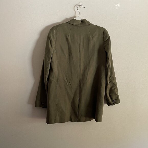 Madewell Womn XS Kale Green Oversized Drapeweave Caldwell Double-Breasted Blazer - Picture 13 of 14